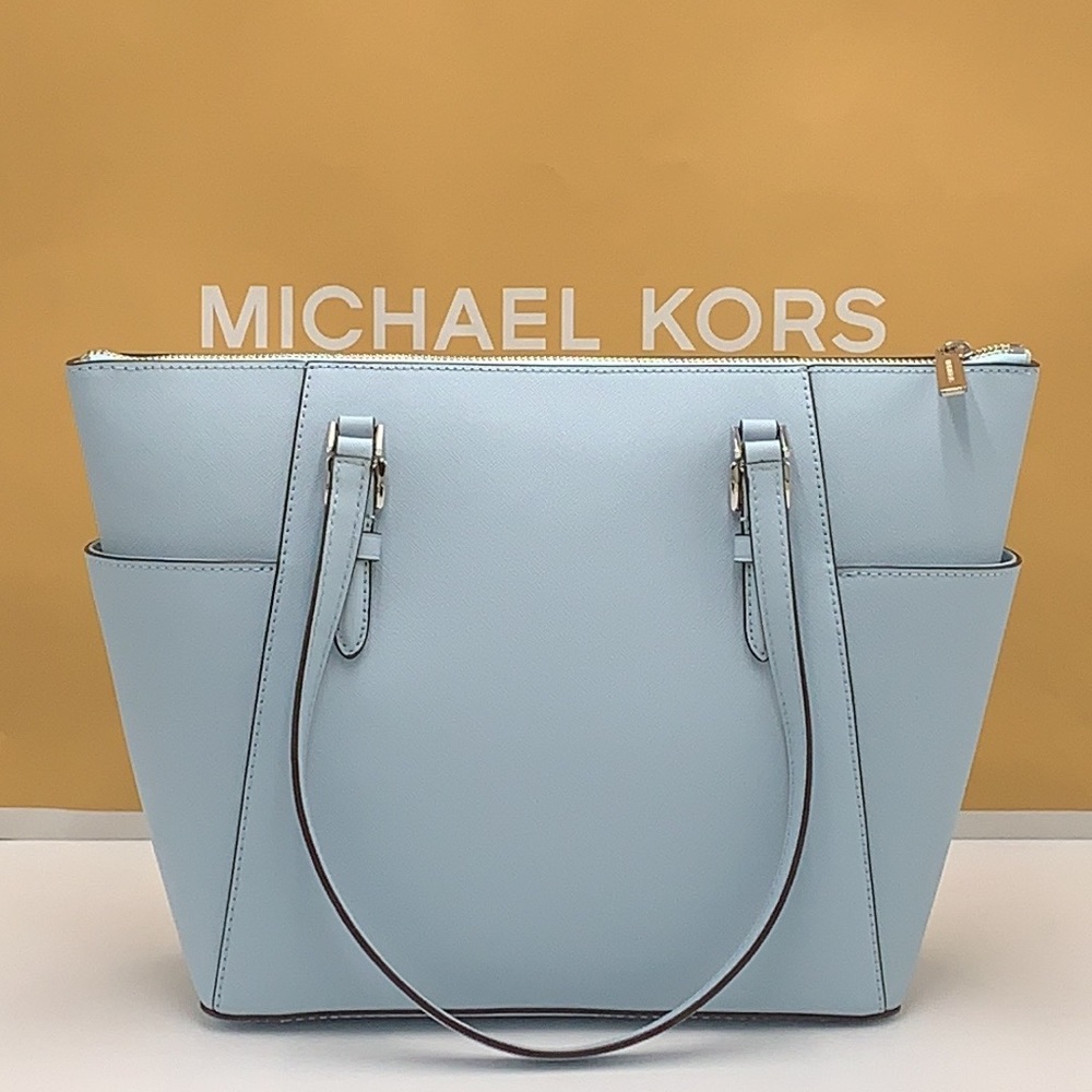 MICHAEL KORS CHARLOTTE LARGE TOP ZIP TOTE VISTA BLUE COLOR - Picture 5 of 16
